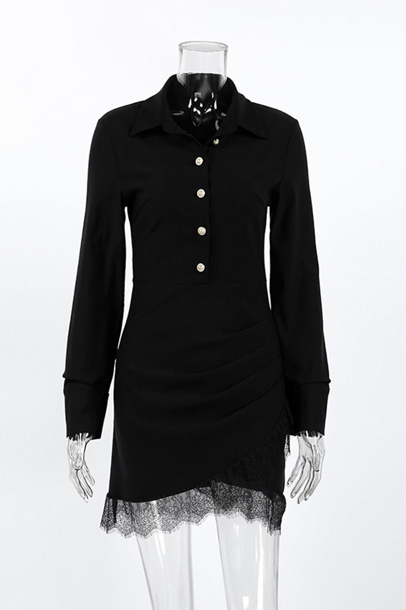 Button-Up Long Sleeve Bodycon Dress