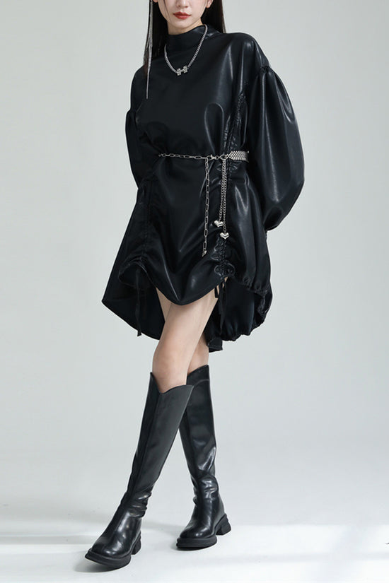 Elegant Oversized Balloon Sleeve Dress