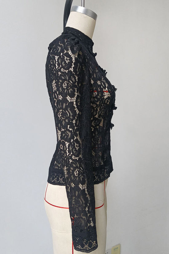 Elegant Lace Mandarin Collar Blouse