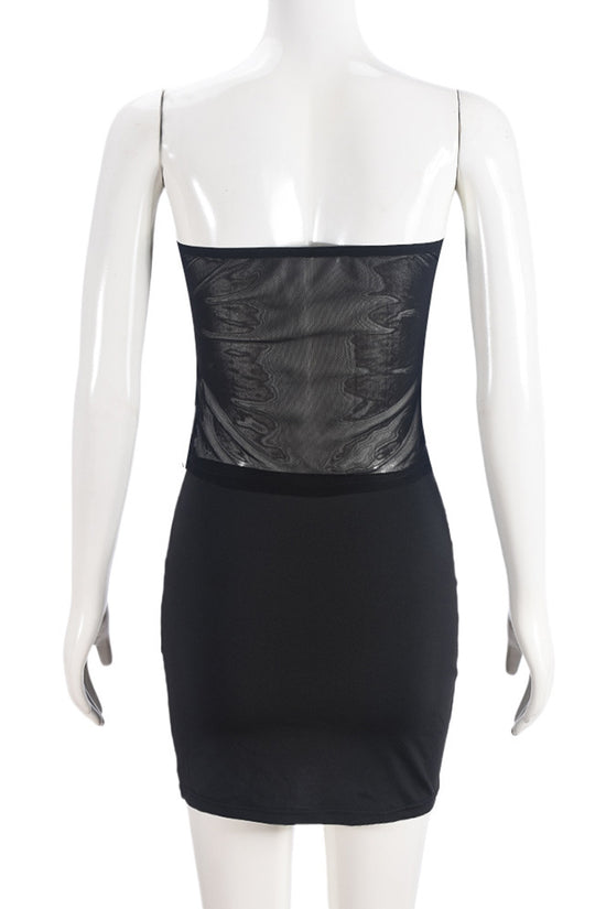 Strapless Mesh Bodycon Skirt Set