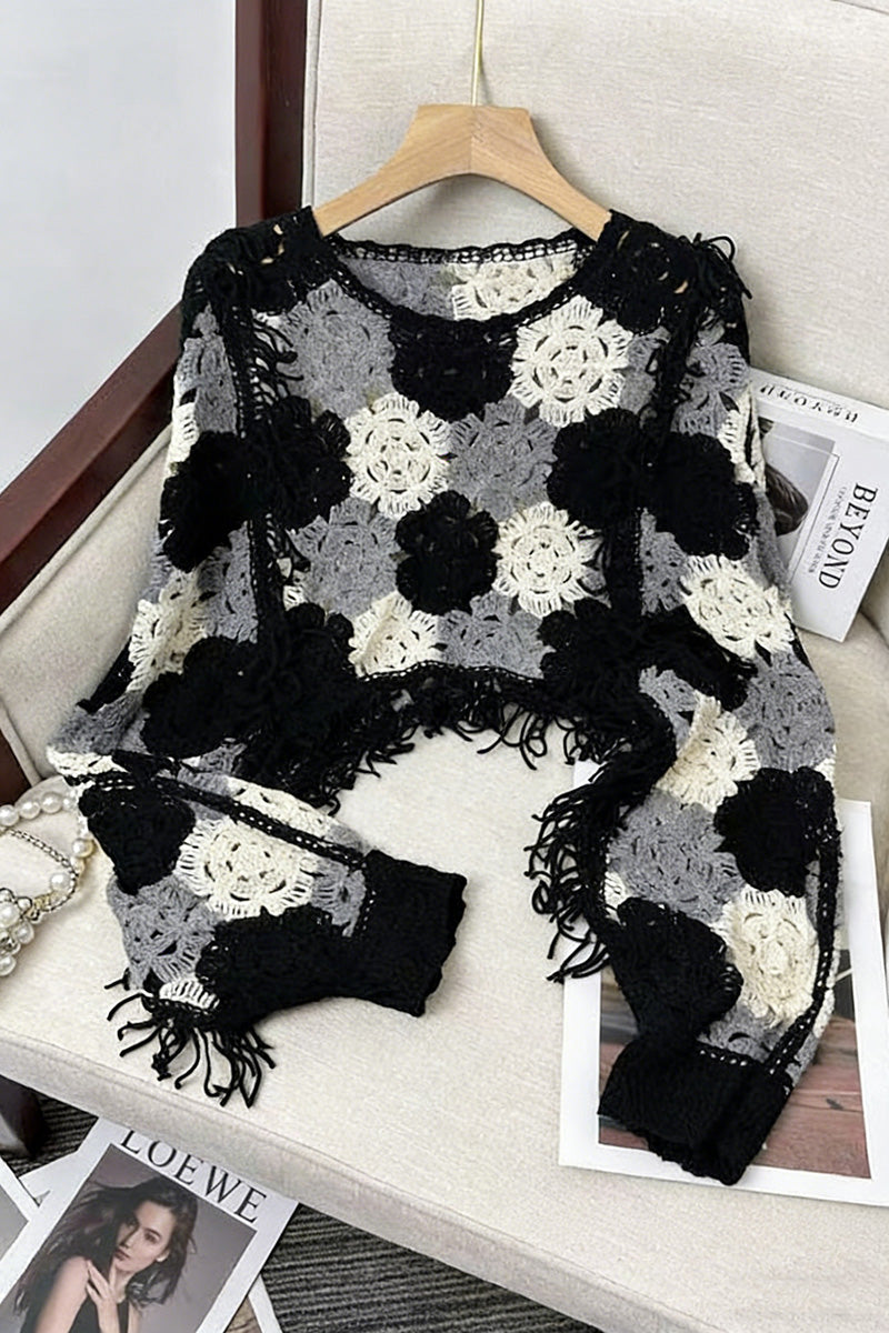 Crochet Fringe Detail Knit Top