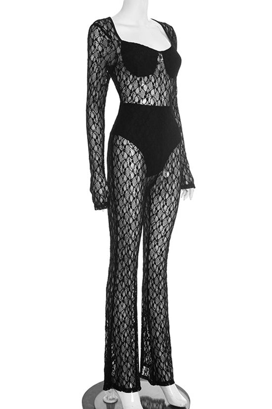 Lace Long Sleeve Bodycon Jumpsuit