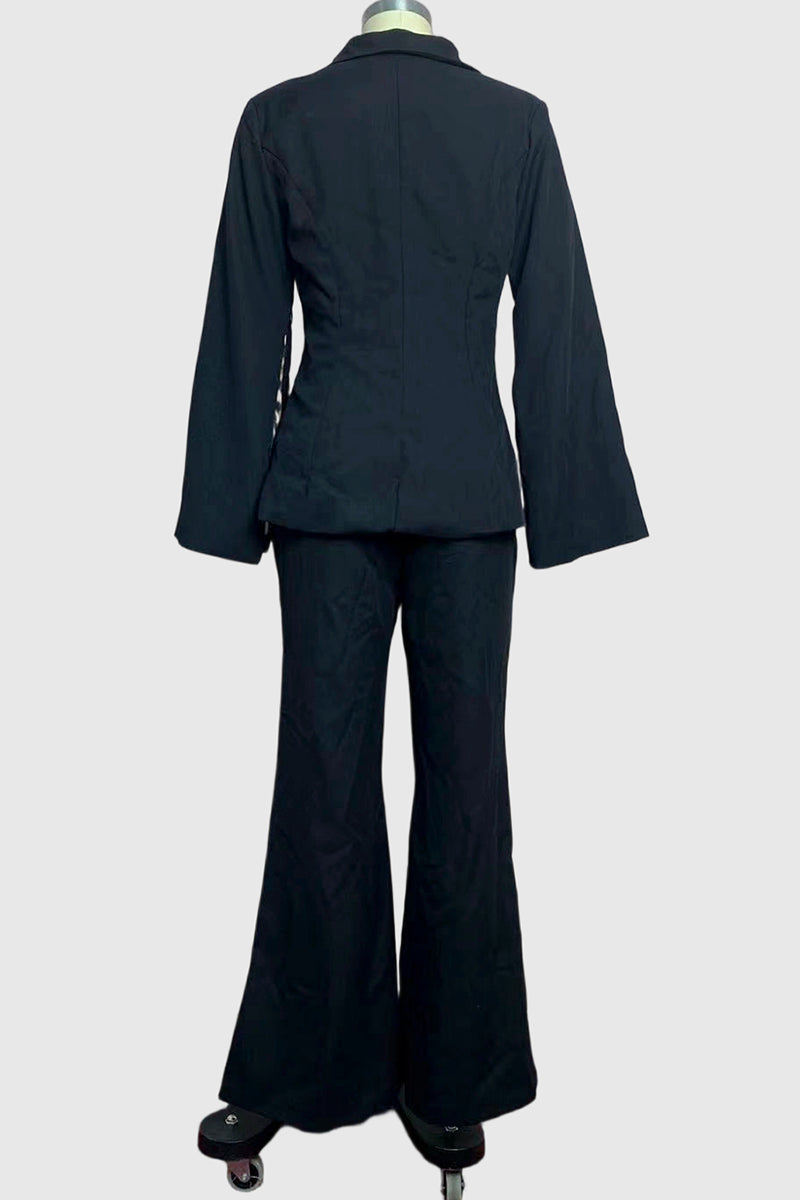 Elegant Buttoned Blazer and Pants Set