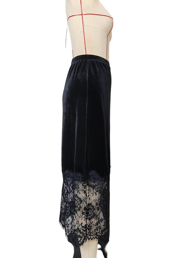 Elegant Lace Trim Midi Skirt