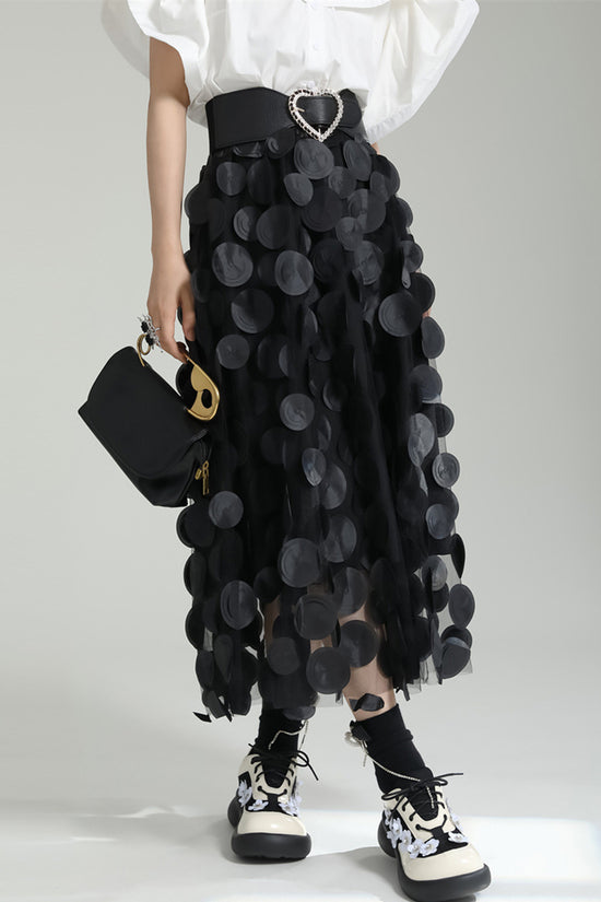 Textured Circle Pattern Midi Skirt