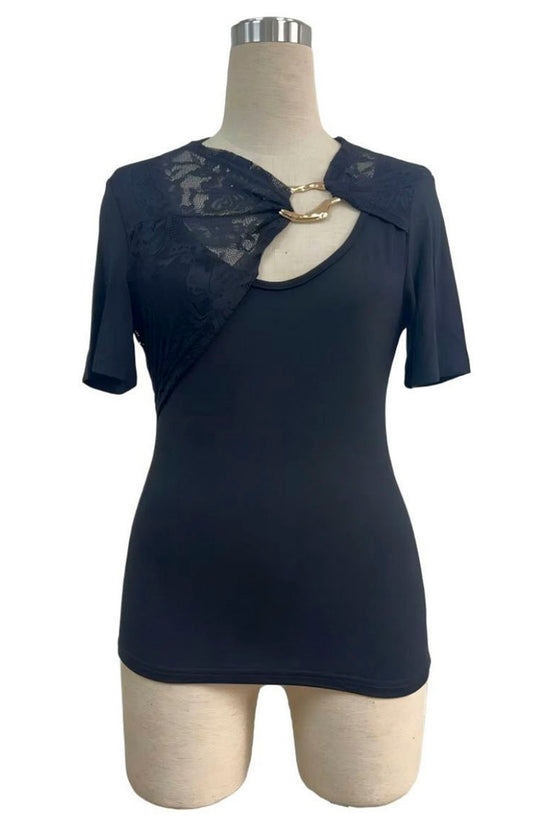 Chic Short Sleeve Cutout T-Shirt