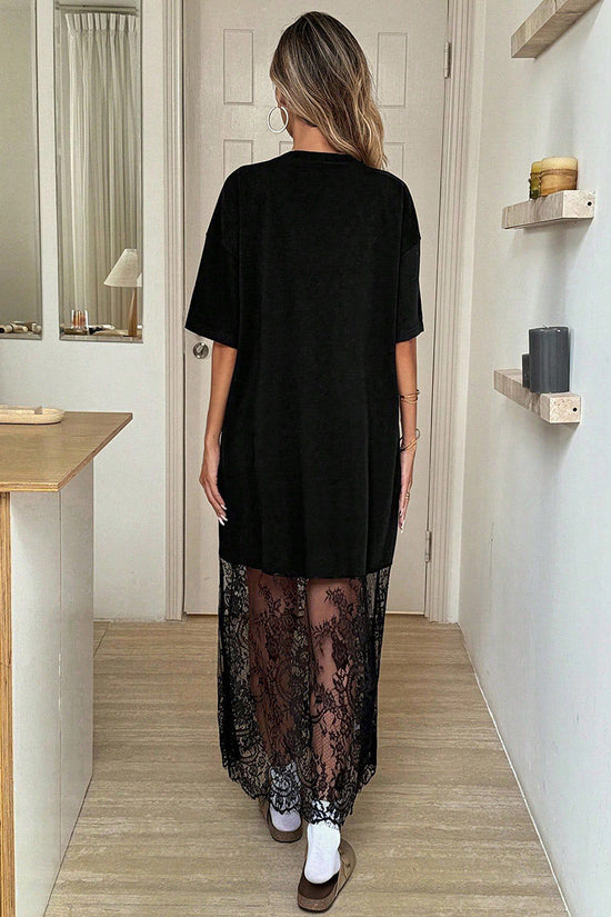 Lace Panel Casual  Dress