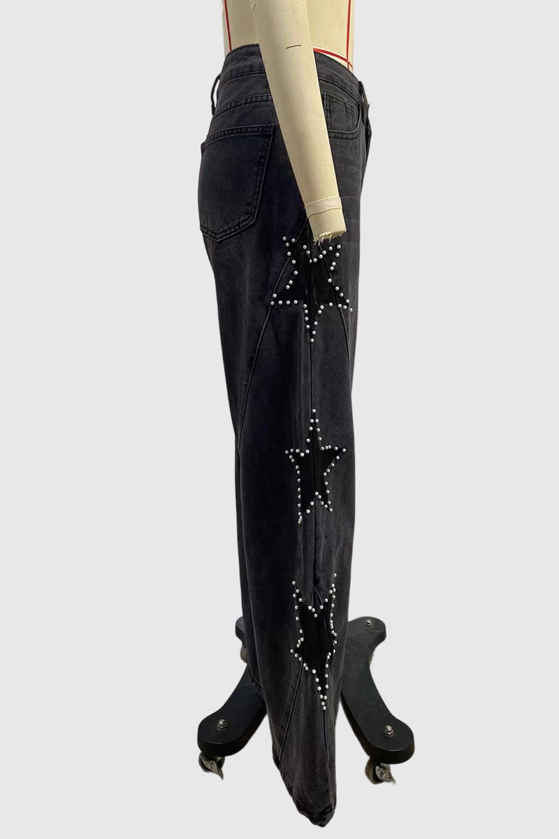 Star-Embellished Straight Jeans