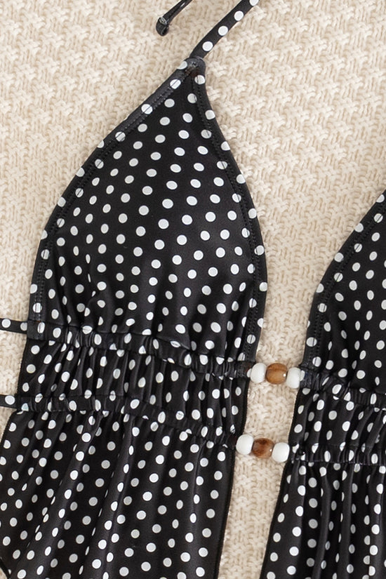 Polka Dot Tie-Front Bikini Set