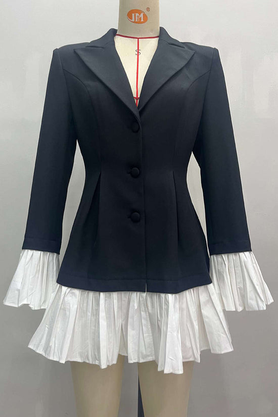 Ruffled Hem Blazer-Inspired Casual Dress