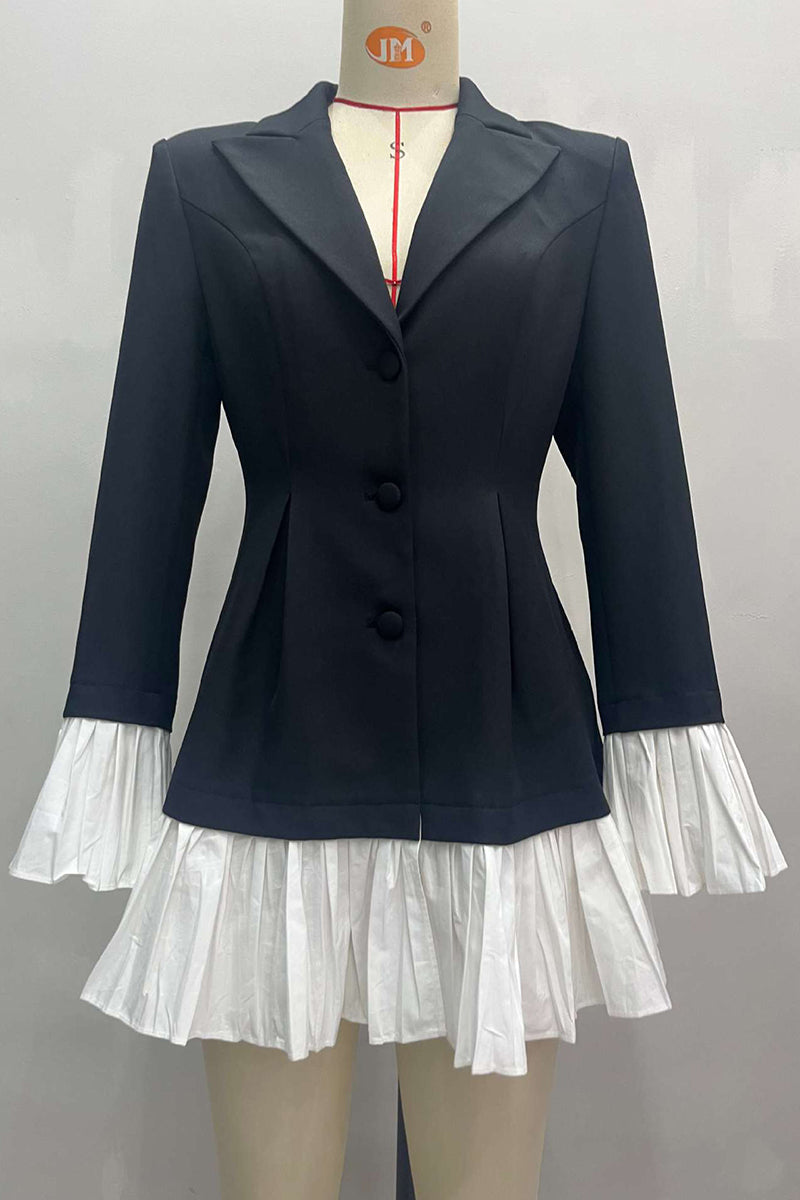 Ruffled Hem Blazer-Inspired Casual Dress
