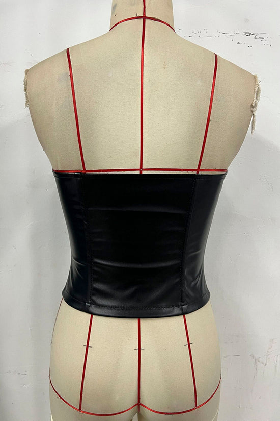 Strapless Lace-Up Corset Tank Top