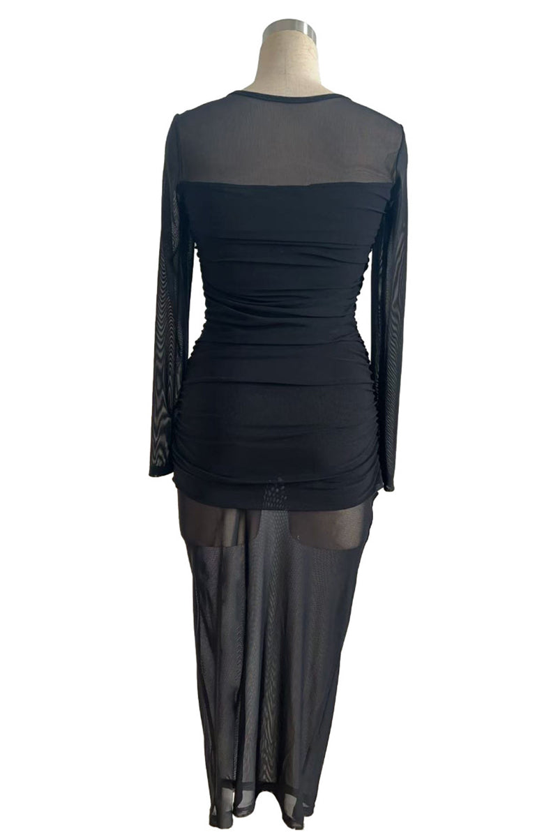 Elegant Long Sleeve Ruched Casual Dress