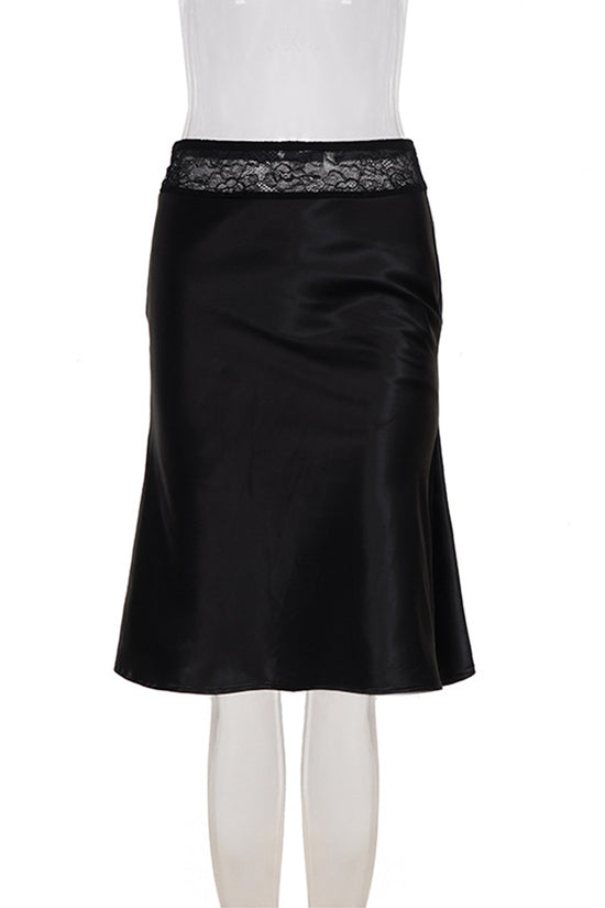 Lace Waist Midi Skirt