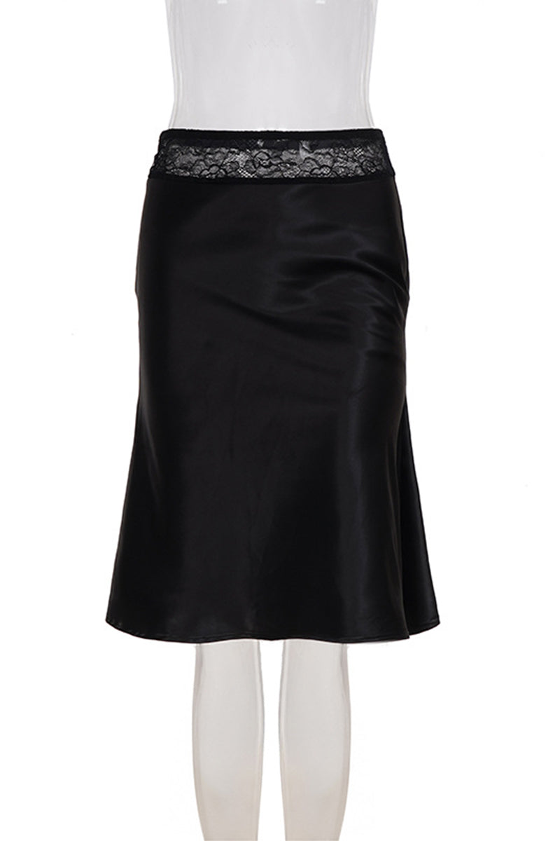 Lace Waist Midi Skirt
