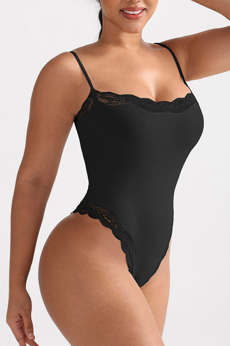 Elegant Lace-Trim Bodysuit