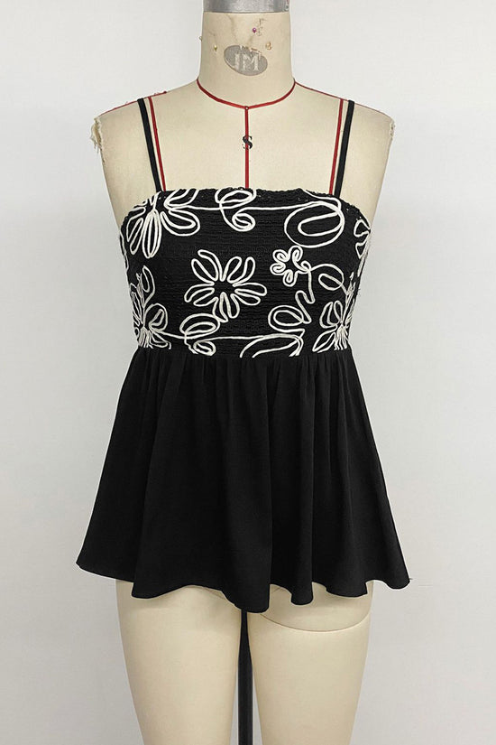 Floral Print Peplum Strap Tank Top