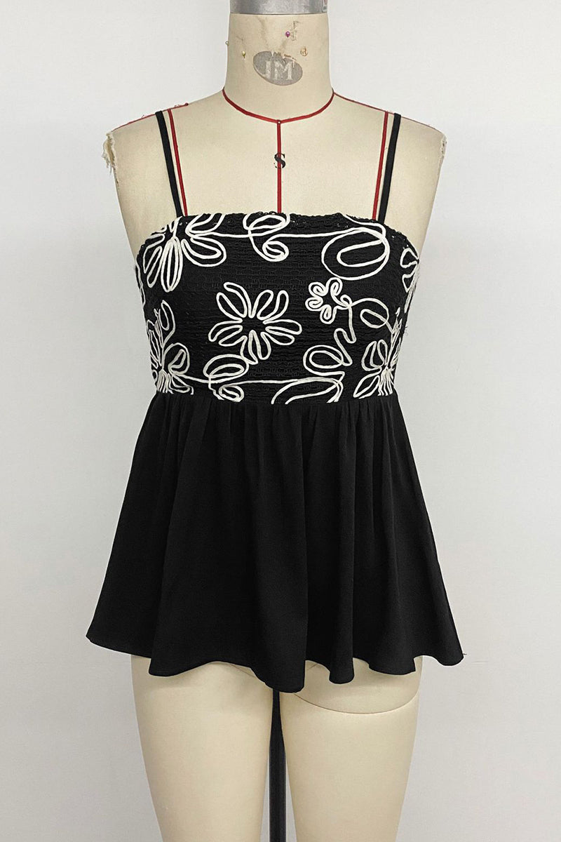 Floral Print Peplum Strap Tank Top