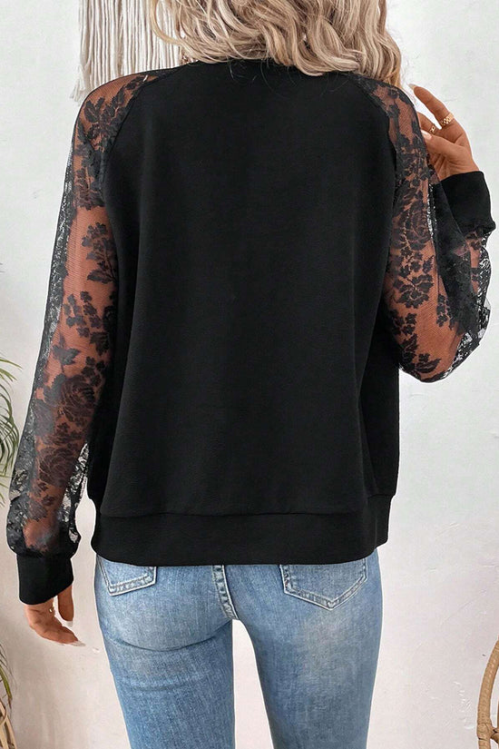 Lace Sleeve Zipper Jacket