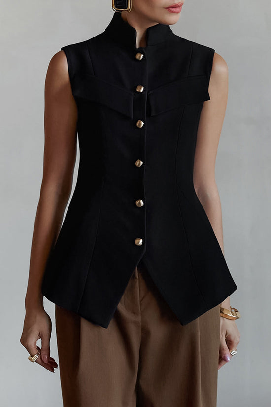 Sleek Button-Up Sleeveless Vest