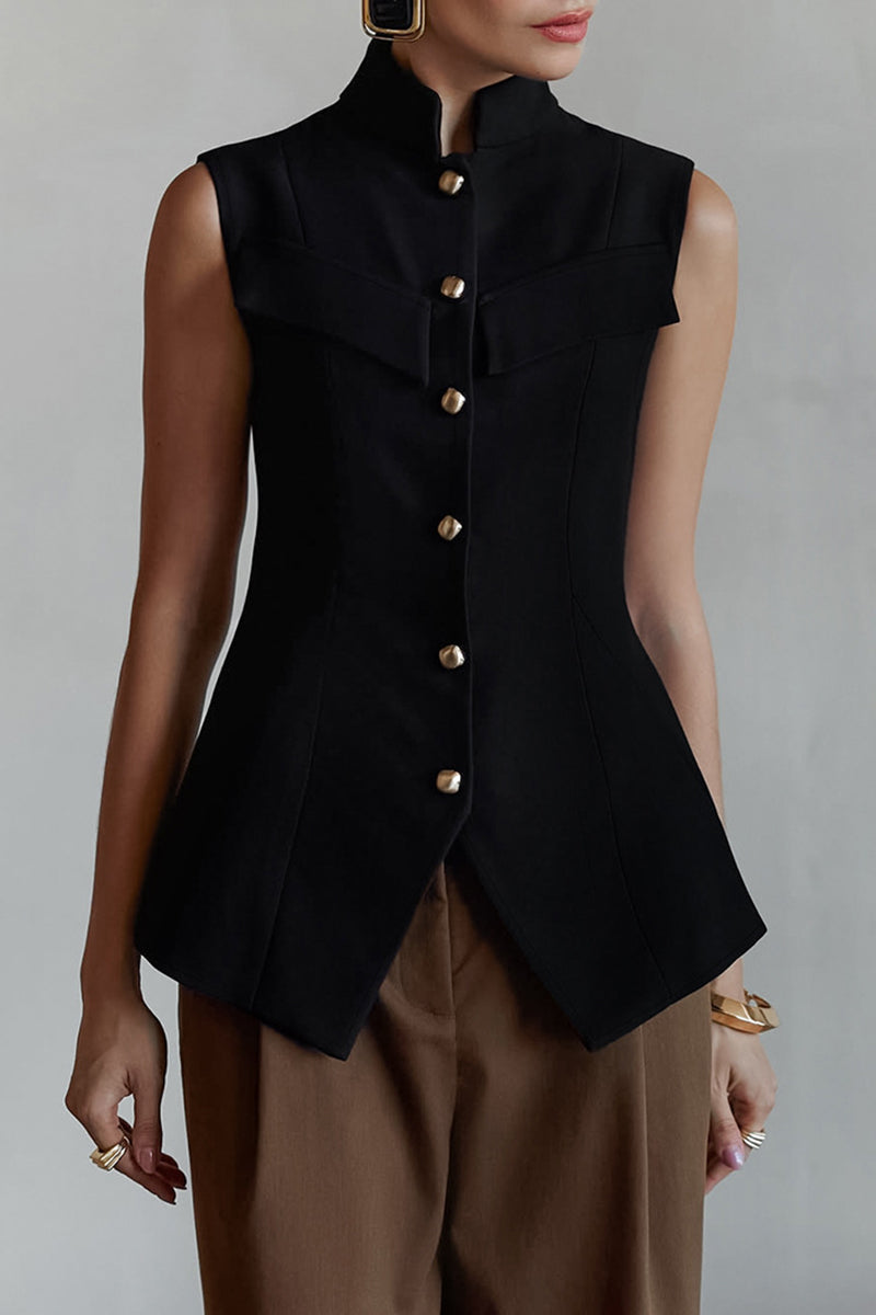 Sleek Button-Up Sleeveless Vest