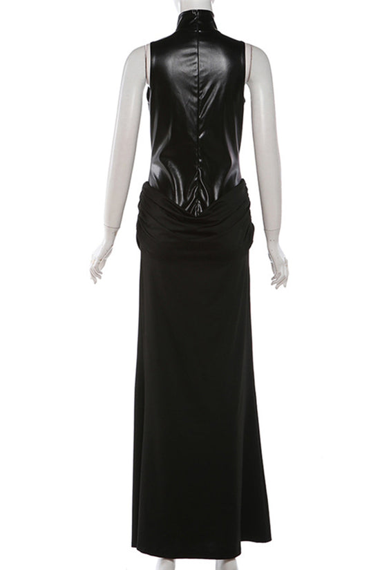 Sleeveless Draped Long Bodycon Casual Dress