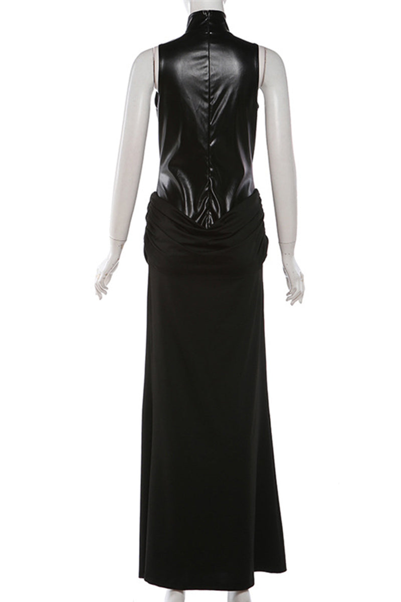 Sleeveless Draped Long Bodycon Casual Dress