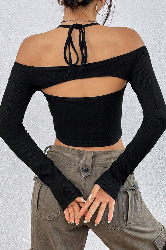Off-Shoulder Cutout Crop Top
