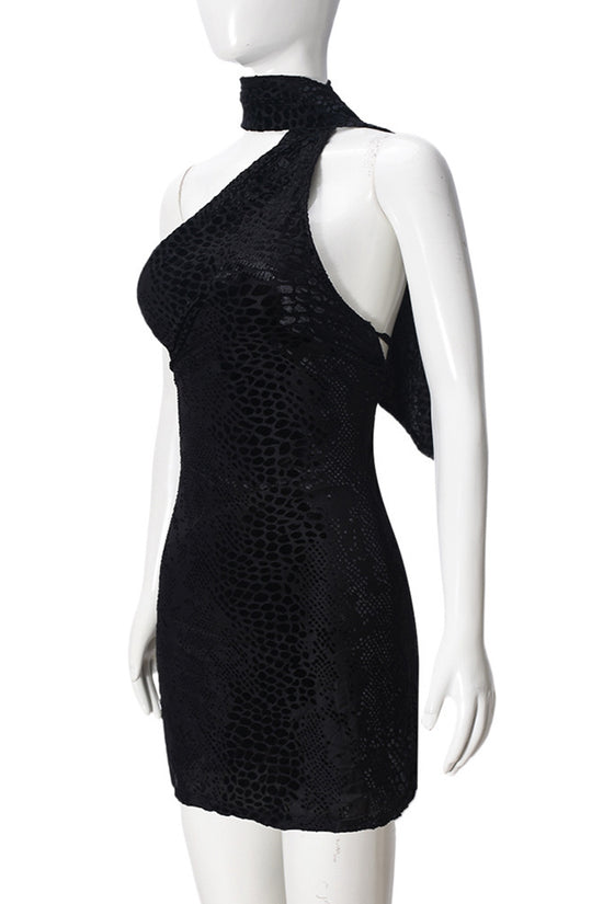 Asymmetric Halter Neck Bodycon Dress