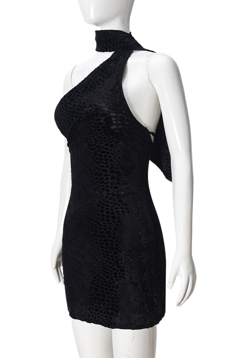 Asymmetric Halter Neck Bodycon Dress
