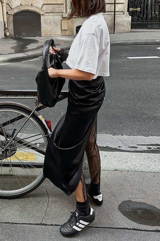 Elegant Lace Detail Midi Skirt