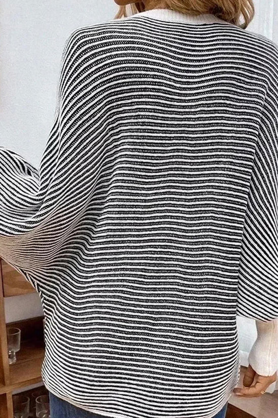 Striped V-Neck Oversized Sweater