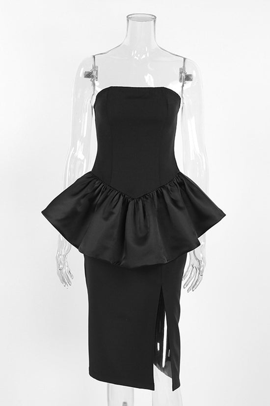 Strapless Peplum Bodycon Evening Dress