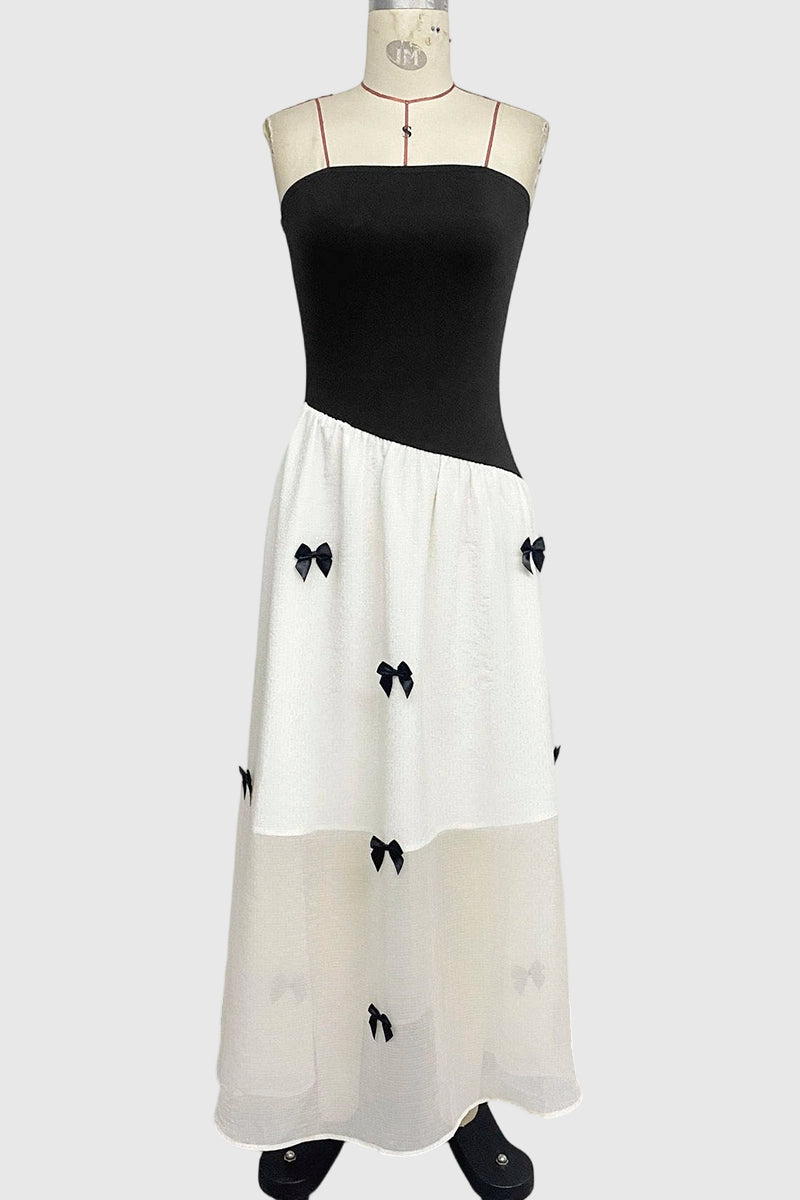 Strapless Bow Embellished Casual Dress