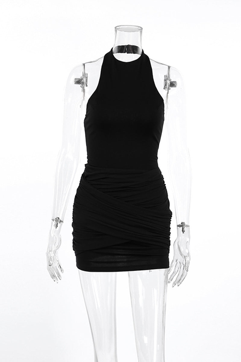 Sleeveless High-Neck Bodycon Dress