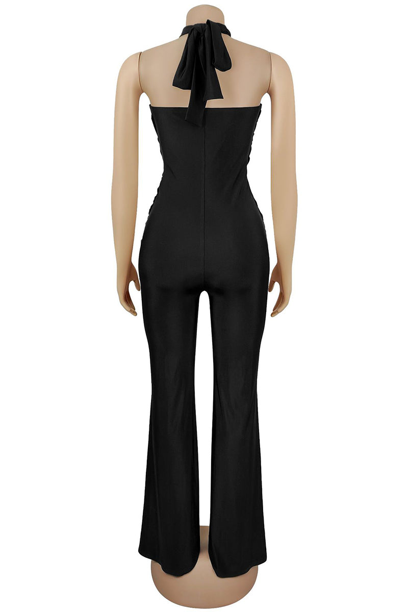 Halter Neck Cutout Bodycon Jumpsuit