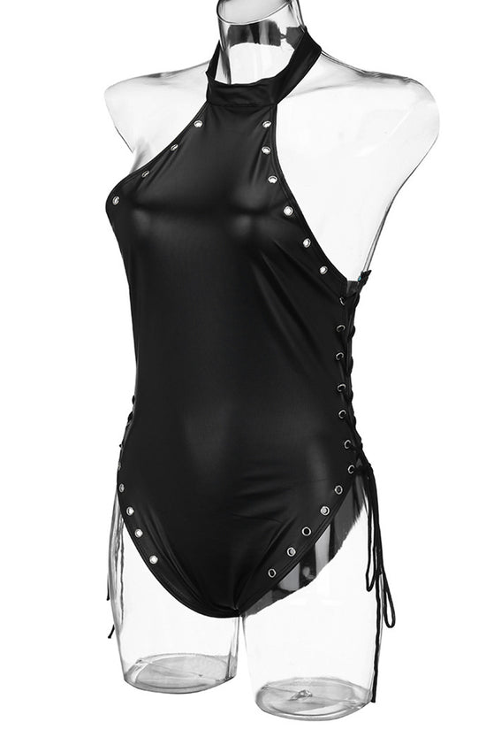 Lace-Up Halter Bodysuit