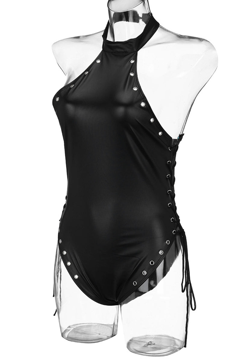 Lace-Up Halter Bodysuit
