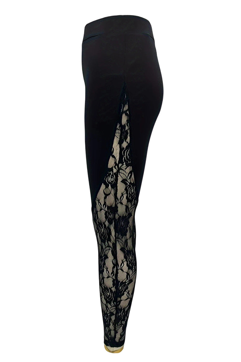 Lace Panel High-Waisted Leggings
