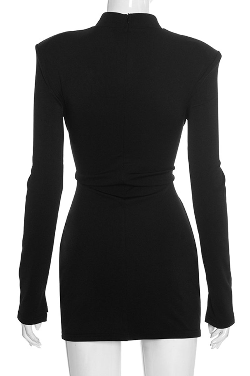 Keyhole Detail Long Sleeve Bodycon Dress