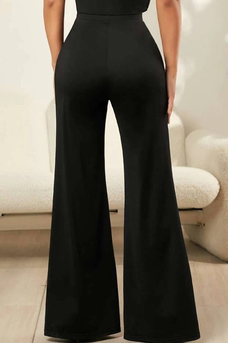 Elegant Lace Panel Wide-Leg Pants