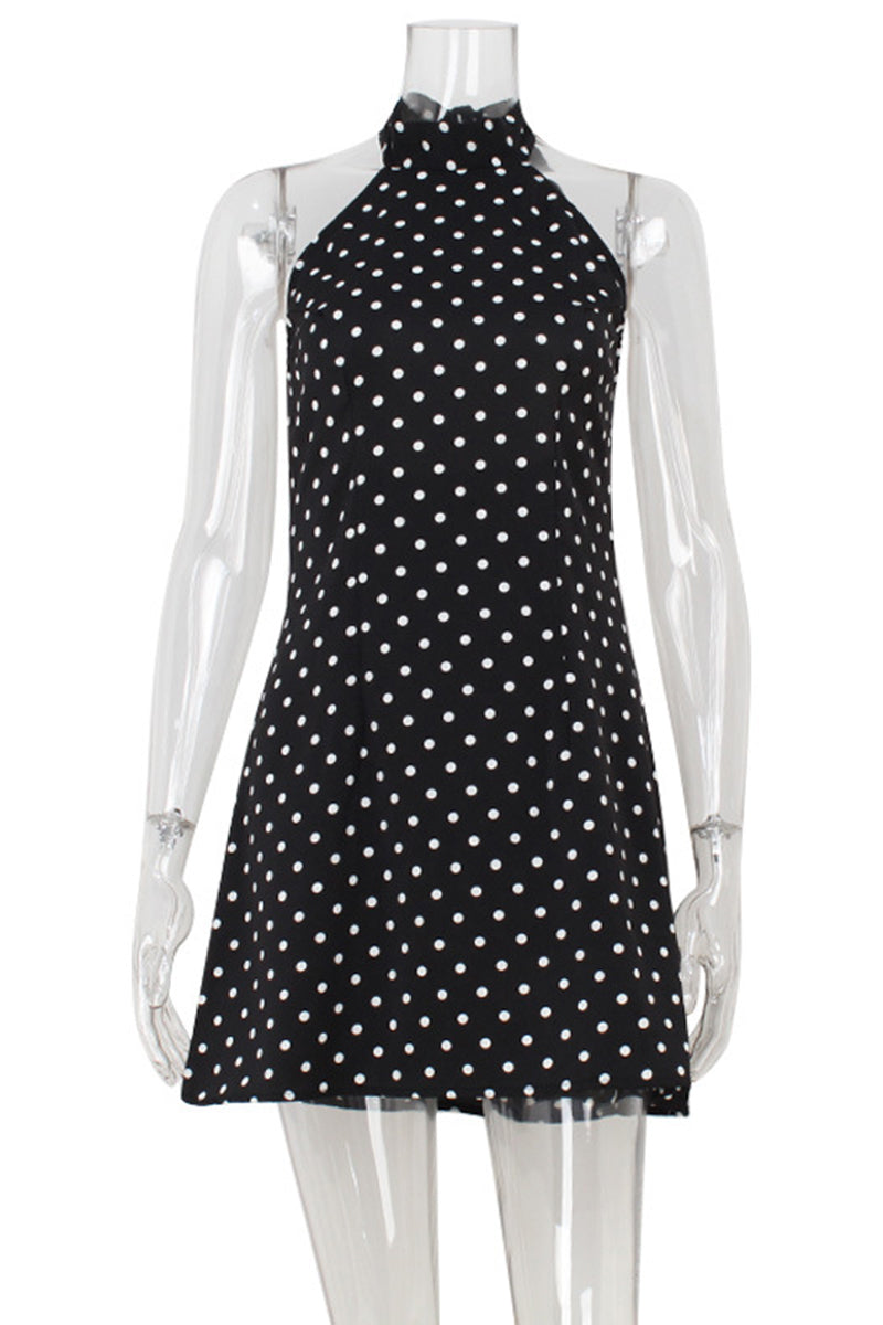 Polka Dot Halter Casual Dress
