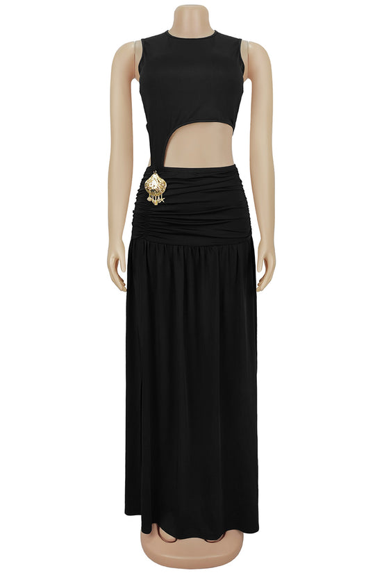 Cutout Sleeveless Maxi Dress with Side Slit