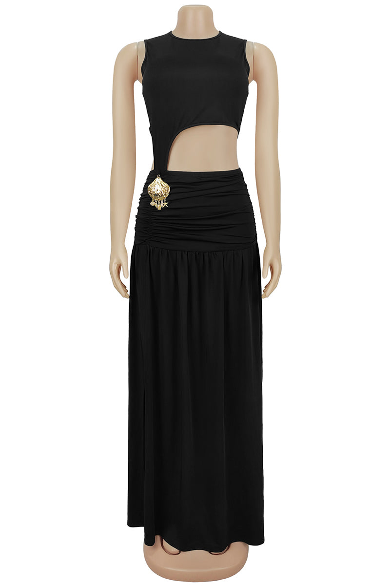 Cutout Sleeveless Maxi Dress with Side Slit