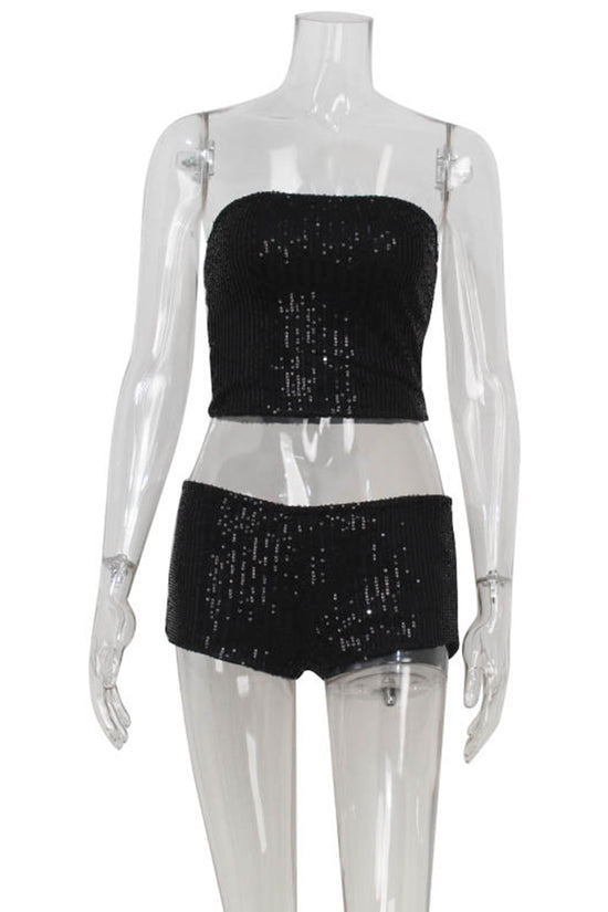Sequin Tube Top and Shorts Set