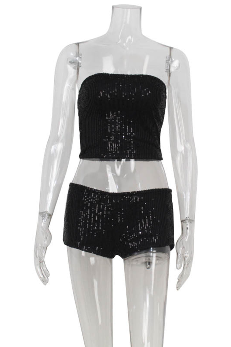 Sequin Tube Top and Shorts Set