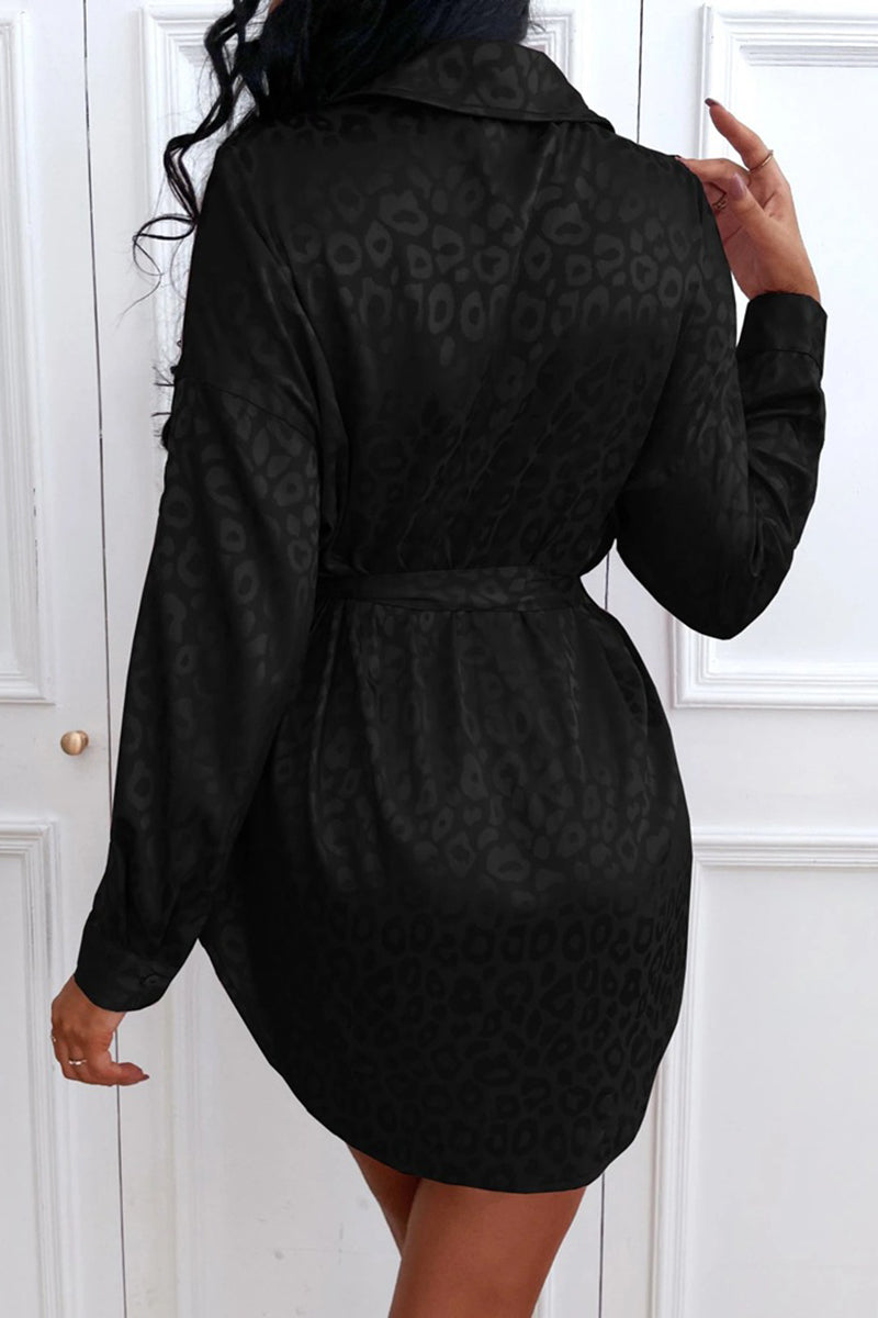 Leopard Print Long Sleeve Button-Up Blouse