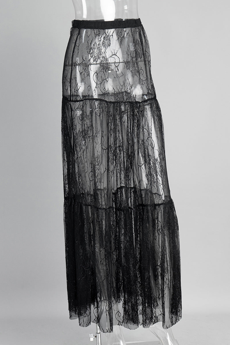 Elegant Lace Midi Skirt
