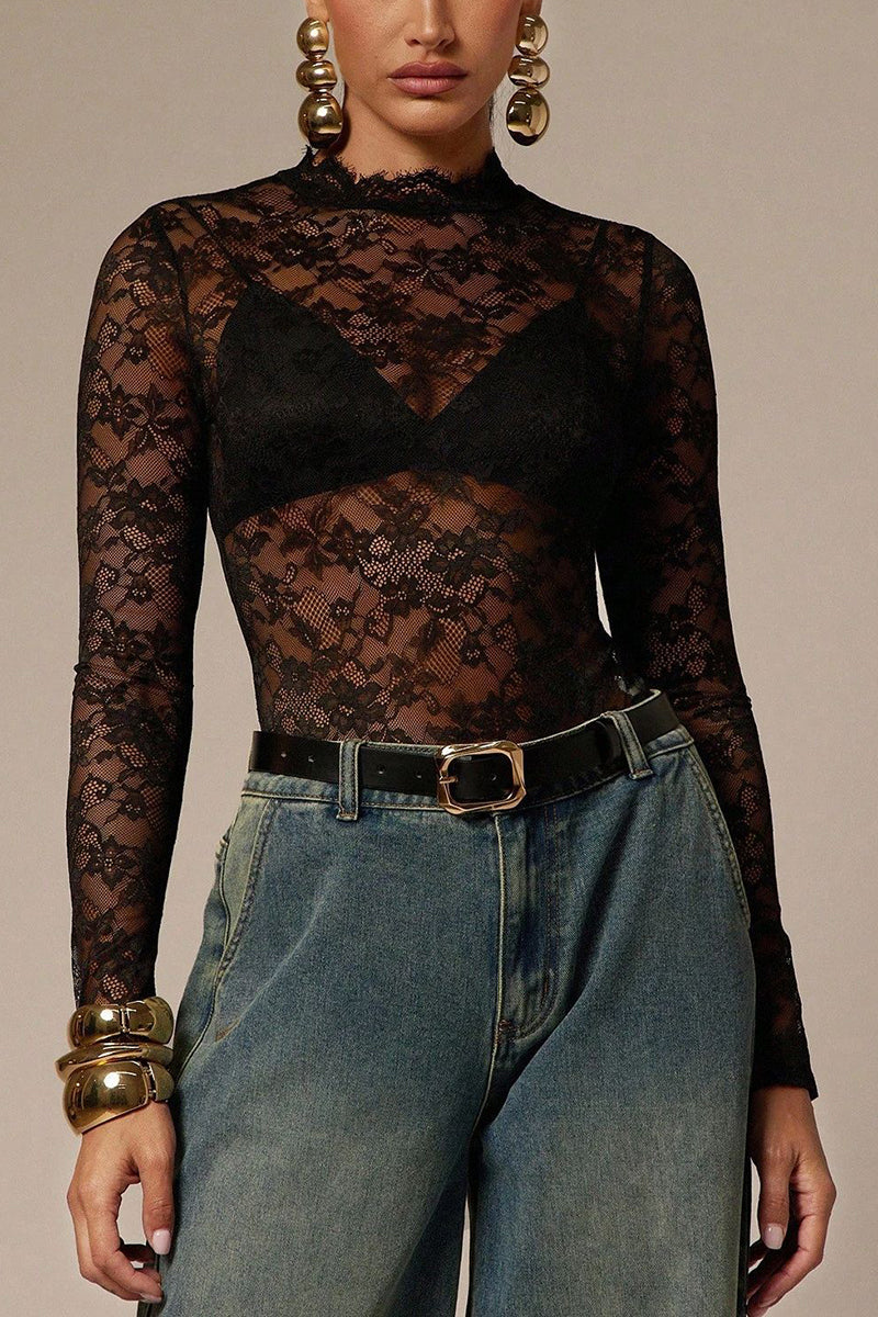 Elegant Lace Long Sleeve Bodysuit