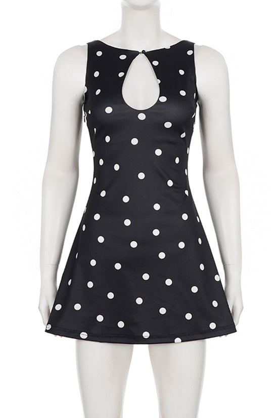Polka Dot Sleeveless A-Line Dress